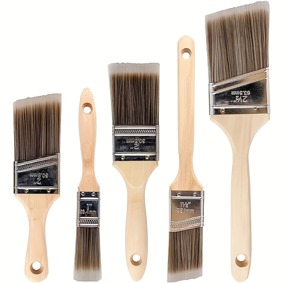 Furniture Hardware Manufacturer - 5 ชิ้นคุณภาพสูงแปรงทาสีแปรงบาร์บีคิวสําหรับบาร์บีคิวเฟอร์นิเจอร์และภาพวาดผนังผมนุ่มและด้ามไม้