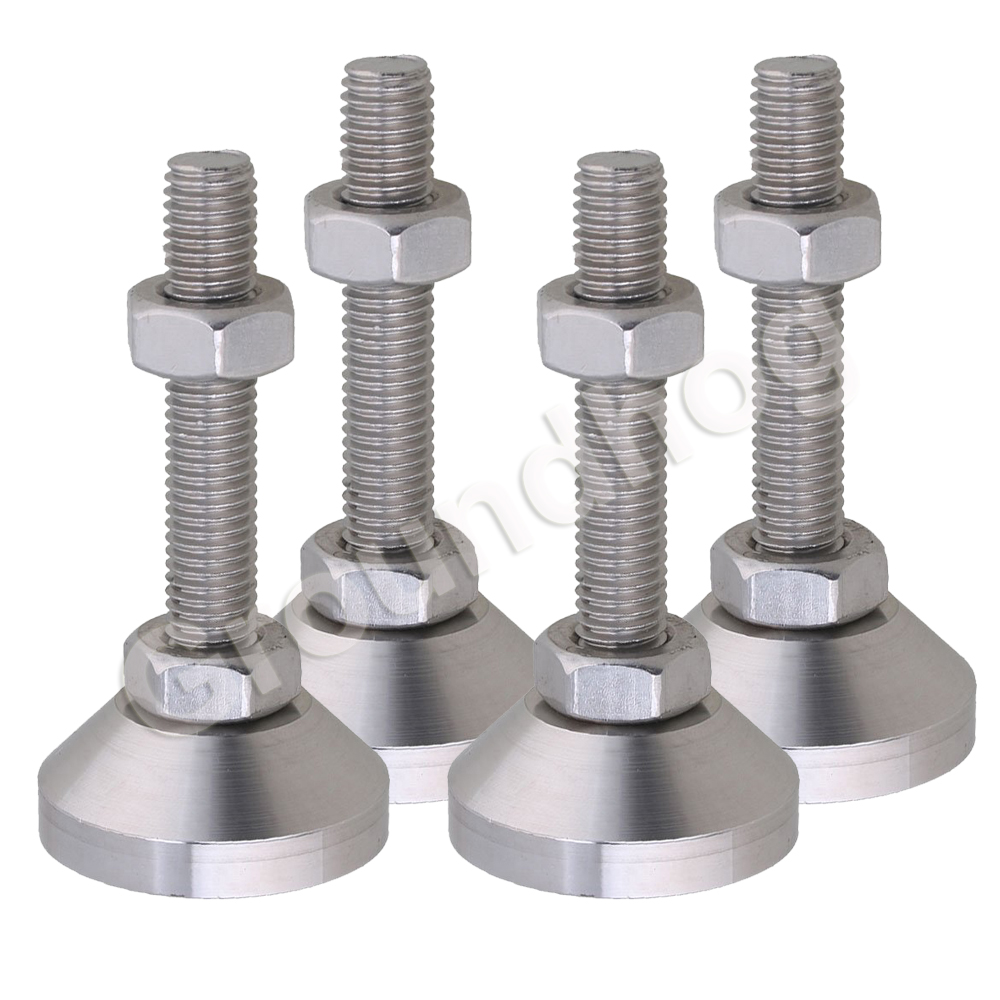 Cabinet Hinge Overlay - 4ชิ้น304เหล็กสแตนเลสปรับได้ฟุตเครื่องมือ M10x50mm DIA เฟอร์นิเจอร์แผ่นติดเท้าสำหรับตู้ขาโลหะ